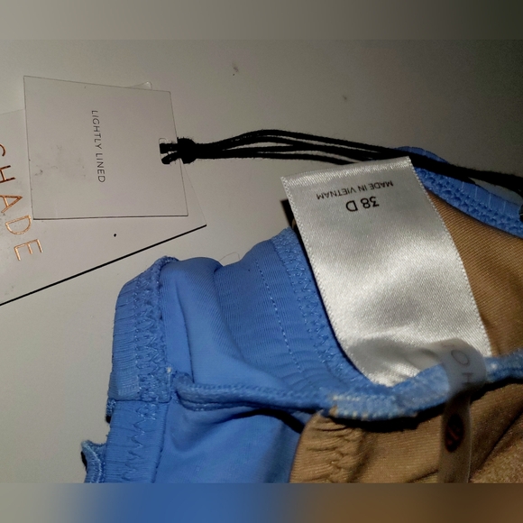 Shade & Shore Women's lightly Lined Longline Light Blue Ribbed Bikini NWT Sz 38D - Picture 10 of 10